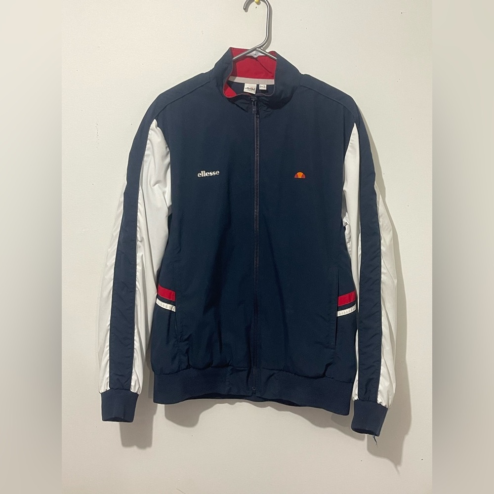 Ellesse Men's Navy, White, and Red Windbreaker